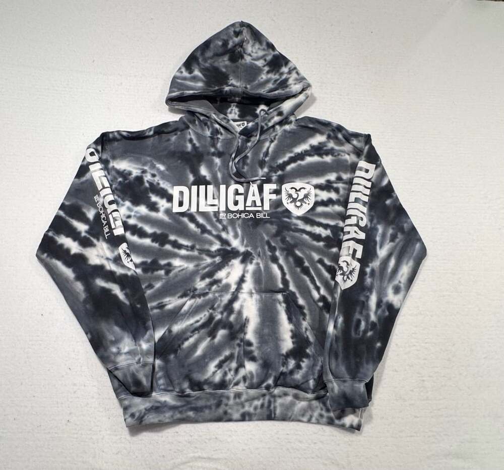 Dilligaf by Bohica Bill Tie Dye Pullover Hoodie Men’s Large